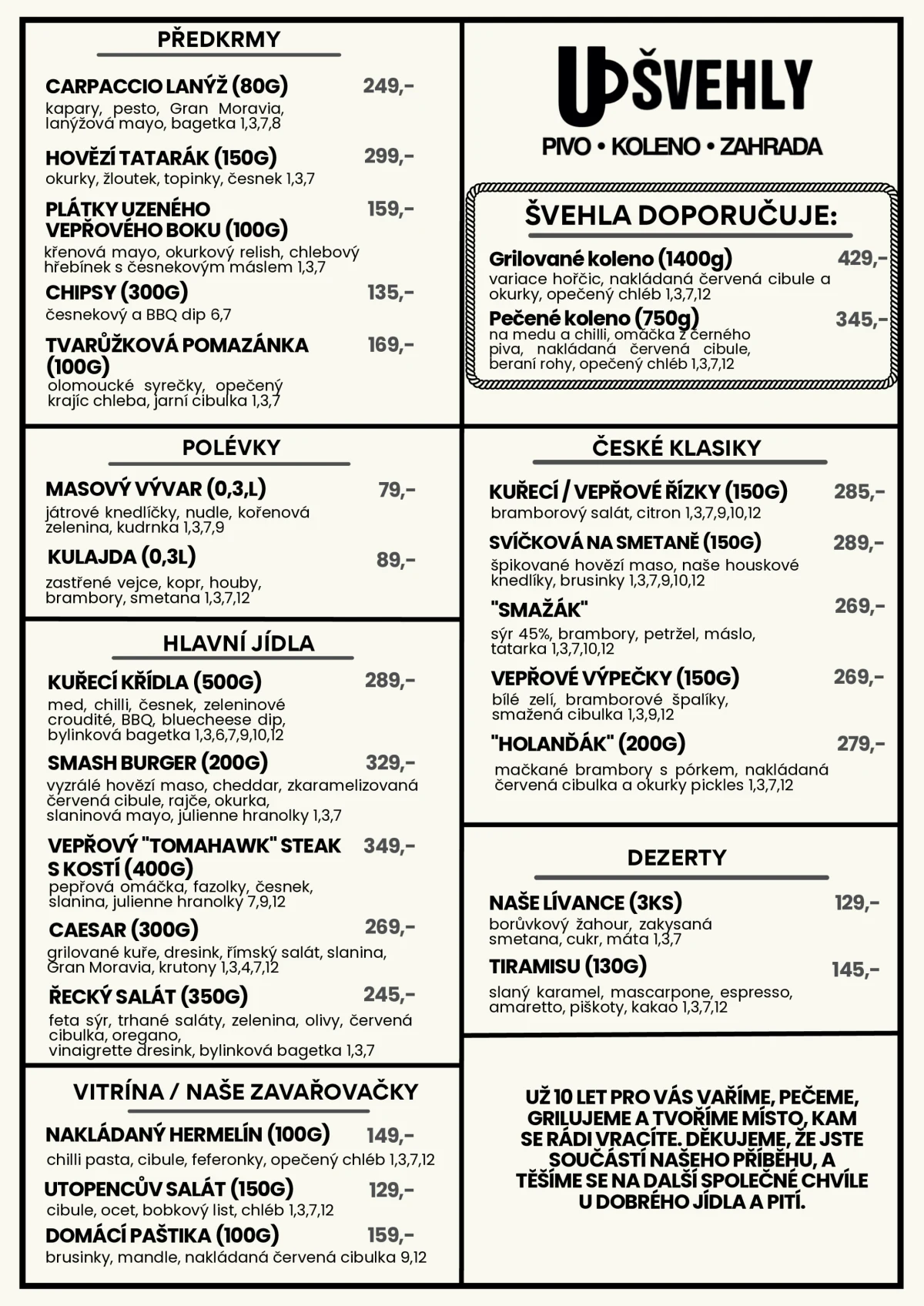 menu u svehly